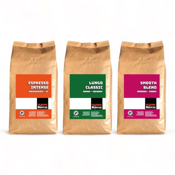 Proefpakket 1 De Jong Koffie - Uganda - Ethiopië - colombia - Brazilië