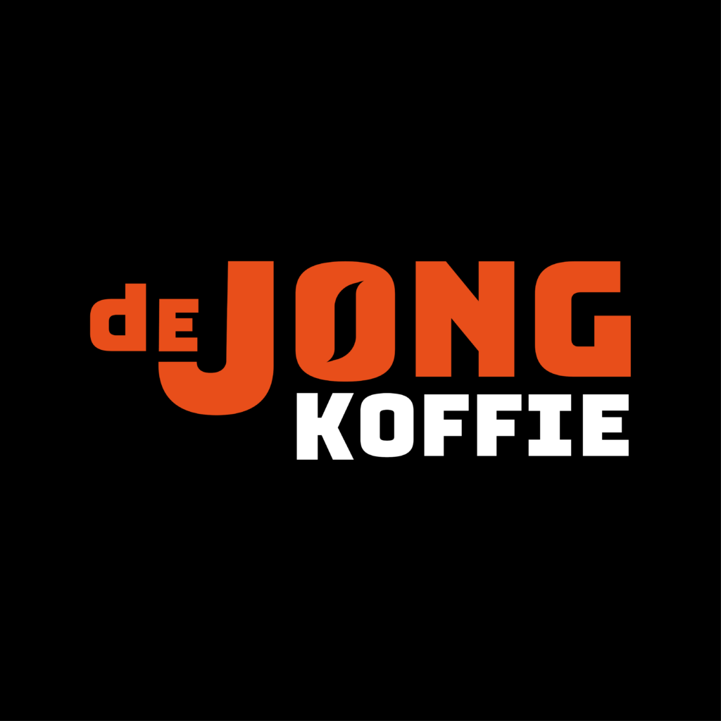 Logo van De Jong Koffie met zwarte achtergrond