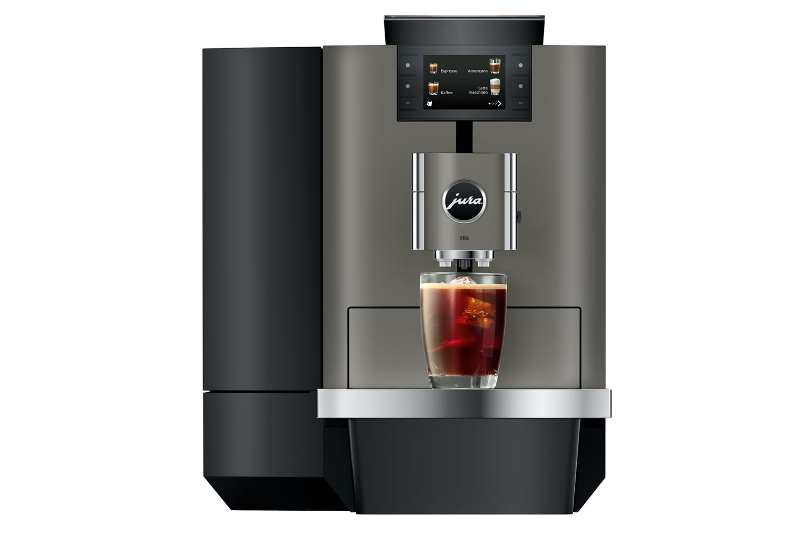 JURA X10c Dark Inox professionele koffie-volautomaat met vaste wateraansluiting