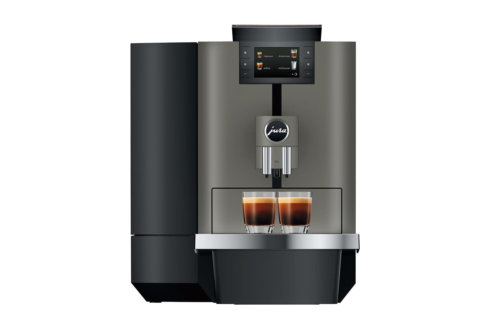 JURA X4c Dark Inox zakelijke koffie-volautomaat met vaste wateraansluiting